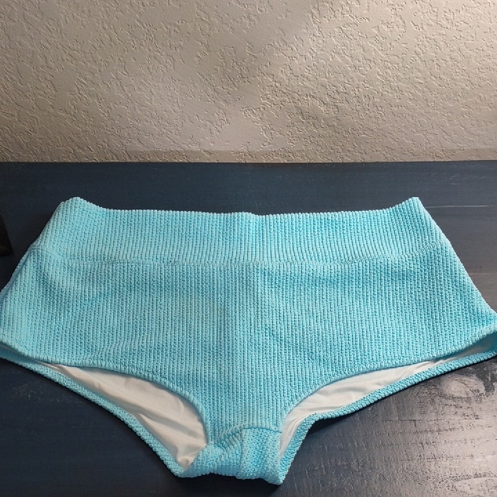 PINK Victoria's Secret Knit Blue Bikini Bottoms High waisted